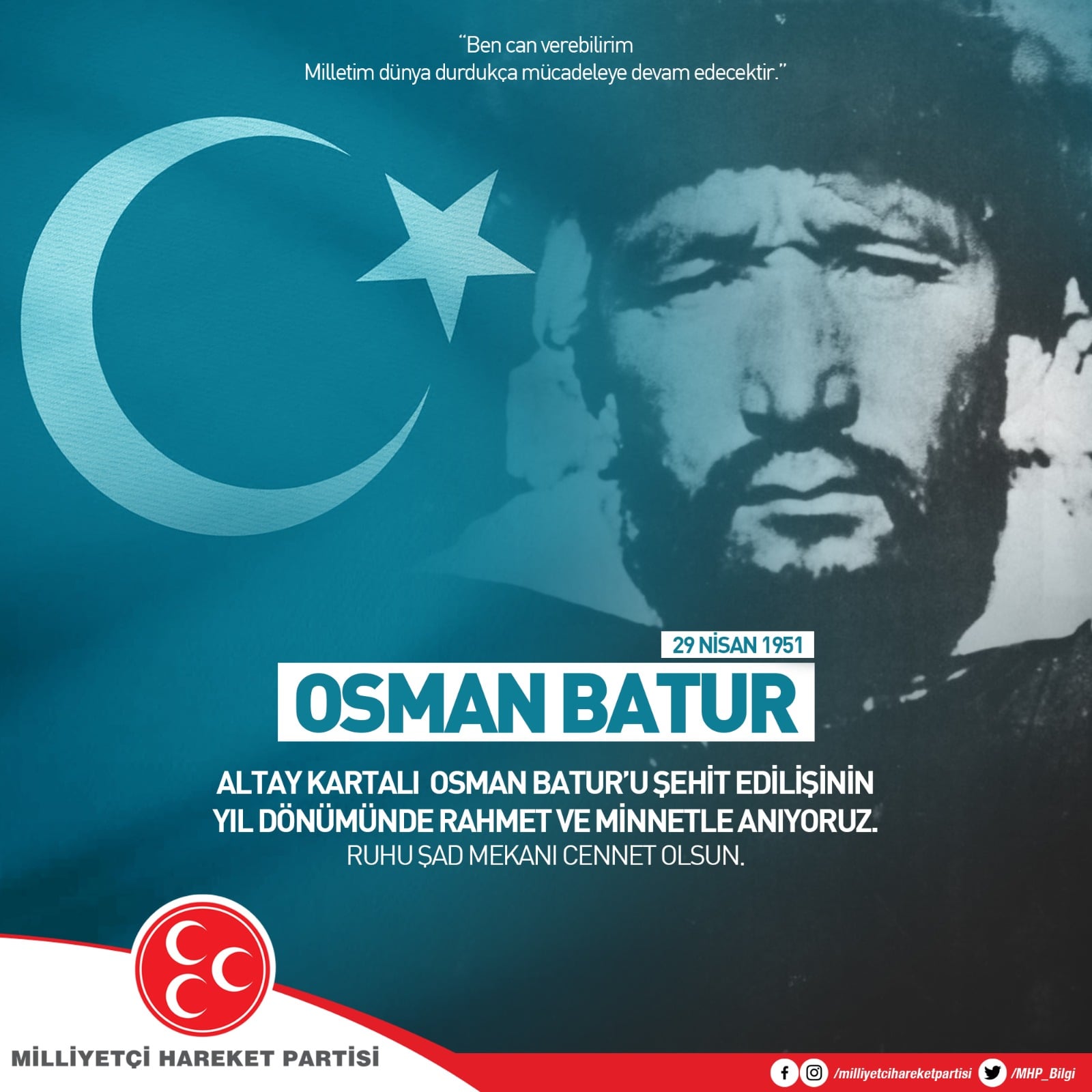 Altay Kartalı Osman BATUR’u şehit edilişinin yıl dönümünde rahmet ve minnetle anıyoruz. 